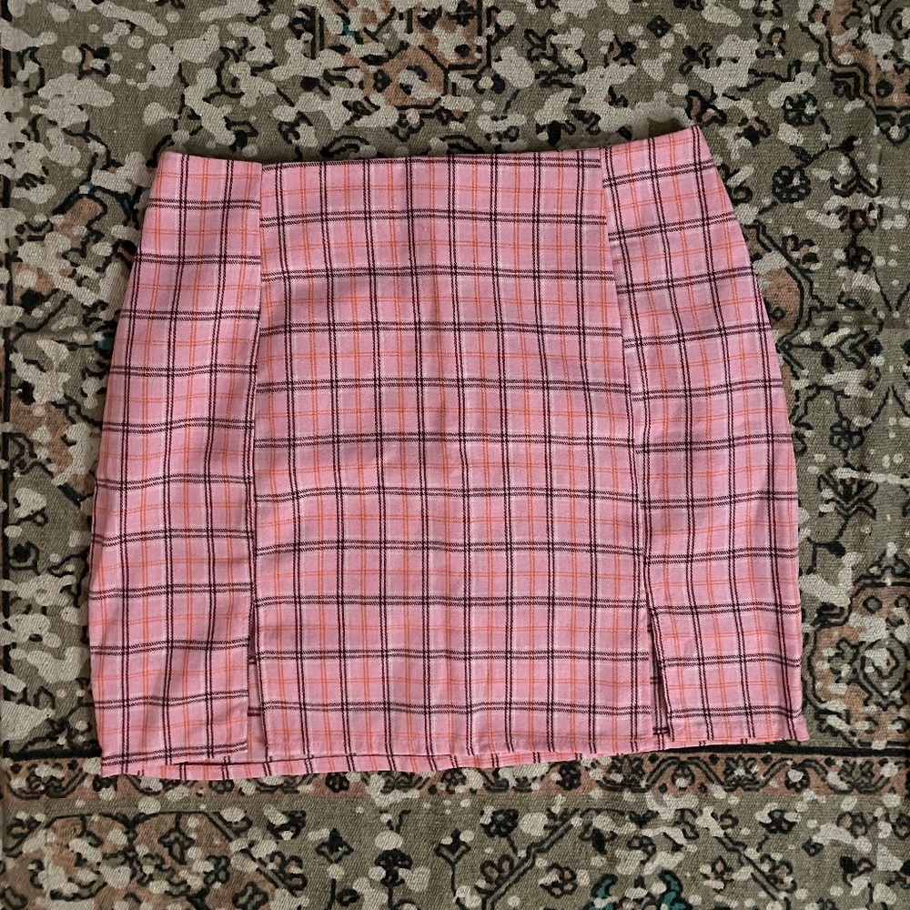 Pink Plaid Mini Skirt